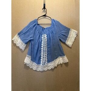 Unique Spectrum Women's Top Blue with Lace Size Unknown